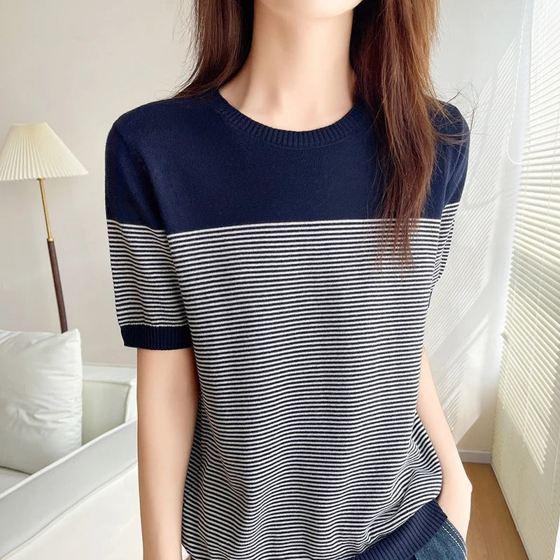 Dames Zomer T-shirt | Kurzarm, Gestreept
