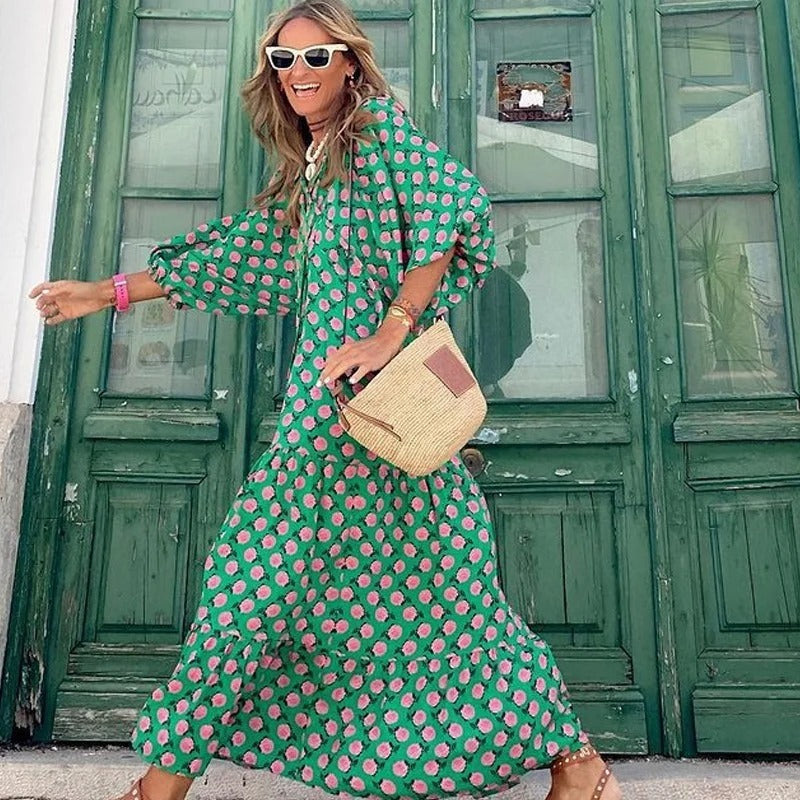 Dames Luchtige Geometrische Zomerjurk | Maxi