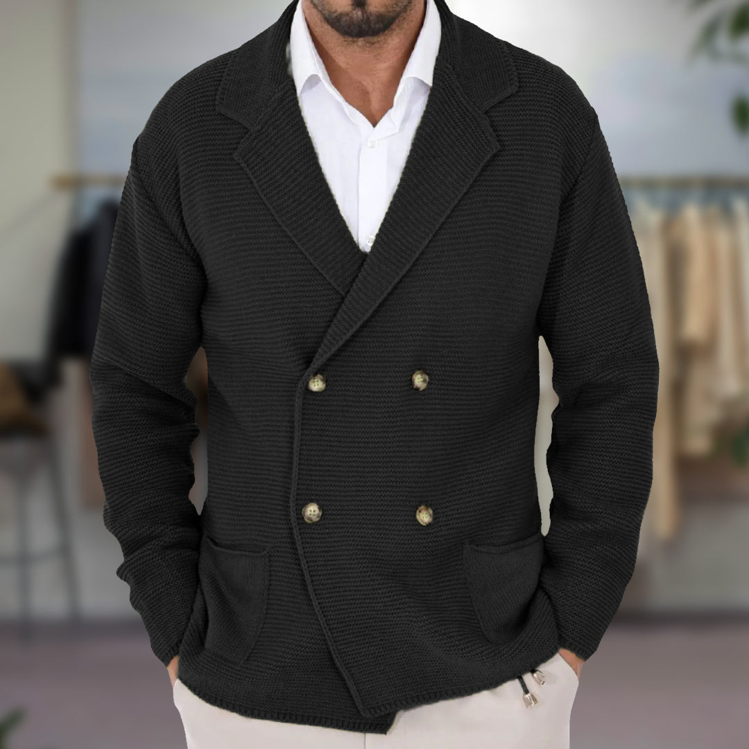Heren Gebreide Blazer | Lang, Dubbel Knoopsluiting