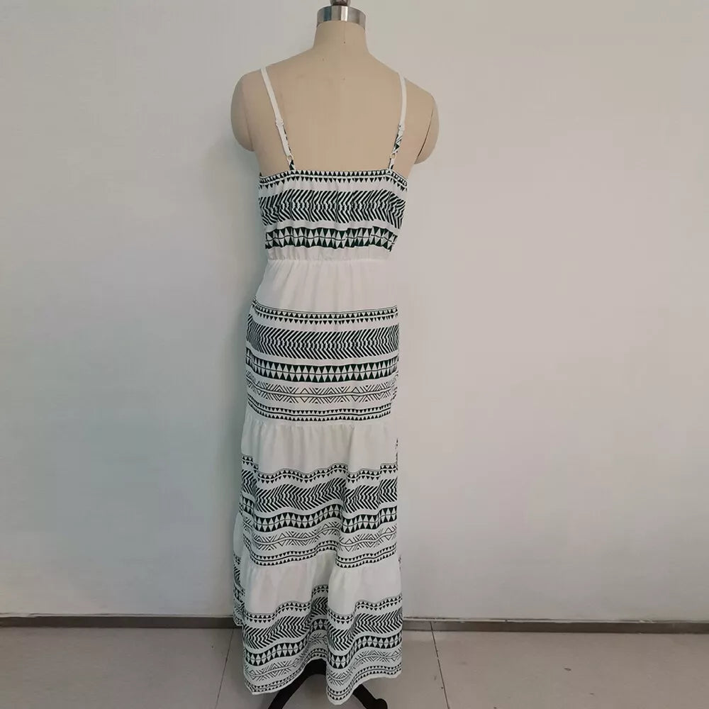 Dames Bohemien zomerjurk met etnisch patroon | Maxi
