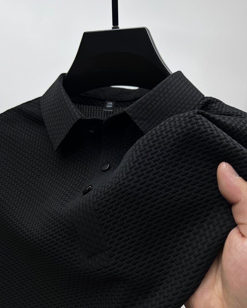 Heren Zomer Gebreide Poloshirt | Textuur Korte Mouw
