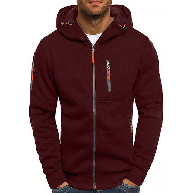 Heren sportieve hoodie met rits | Capuchon, zakken