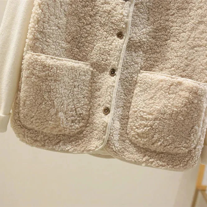 Gilet lavorato a maglia in pile caldo da donna | lungo senza maniche