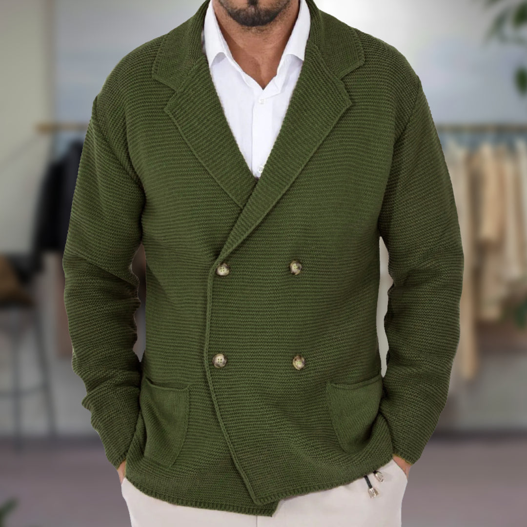 Heren Gebreide Blazer | Lang, Dubbel Knoopsluiting