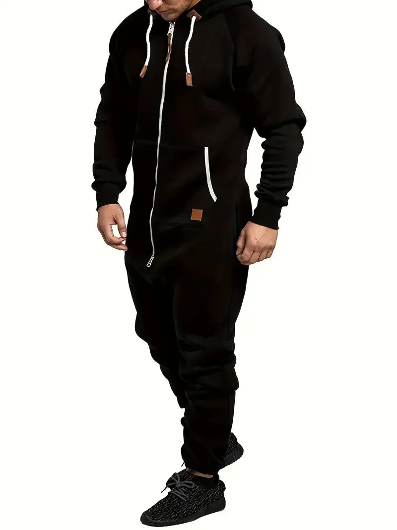 Heren comfortabele onesie trainingspak | Met capuchon ritssluiting