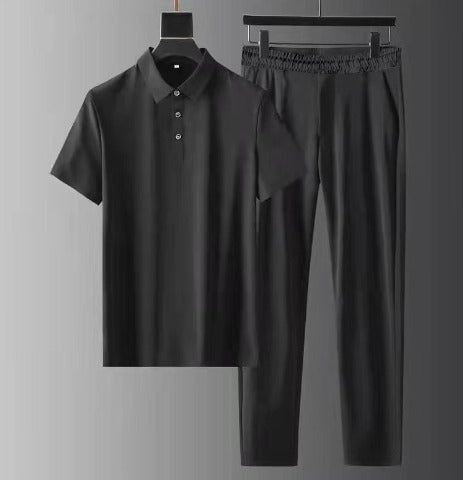 Heren Zomer Tweedelig Set | Poloshirt, Lange Broek