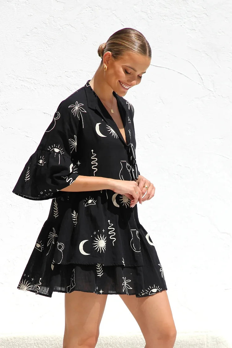 Dames Luchtige Print Zomerjurk | Mini