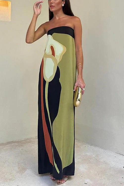Abito estivo elegante da donna con stampa astratta | Maxi