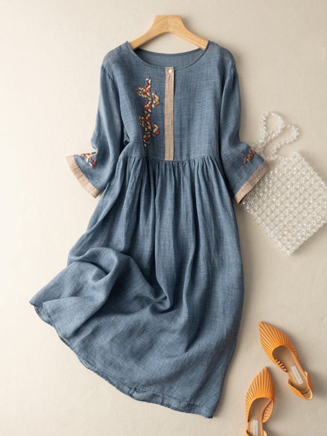 Abito Estivo Vintage in Lino per Donne | Midi