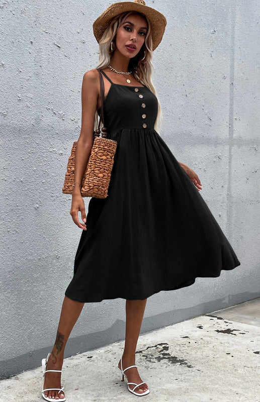Abito midi elegante da donna | Estate & bottoni