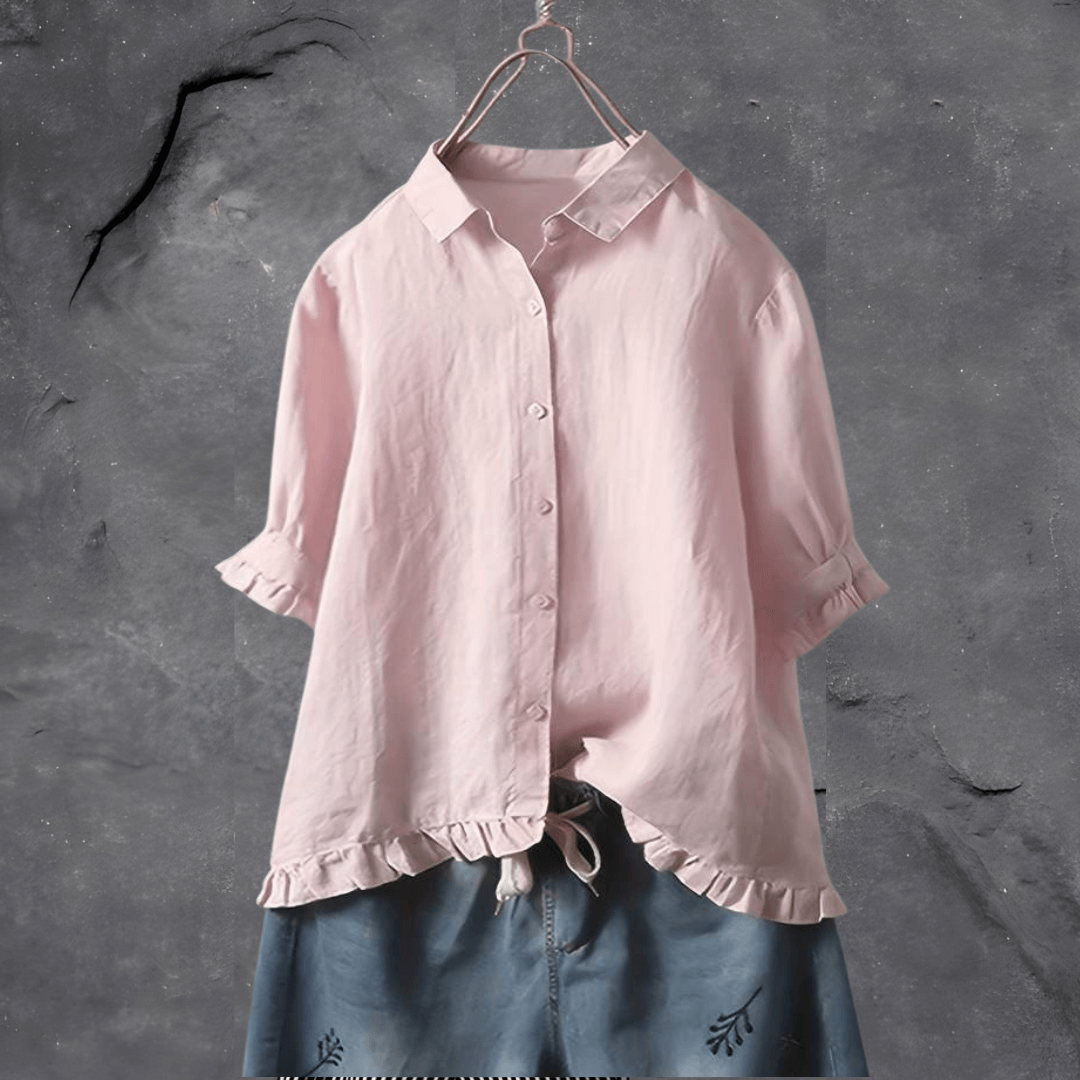 Dames Zomerse Losvallende Blouse | Ruches, Knoopsluiting