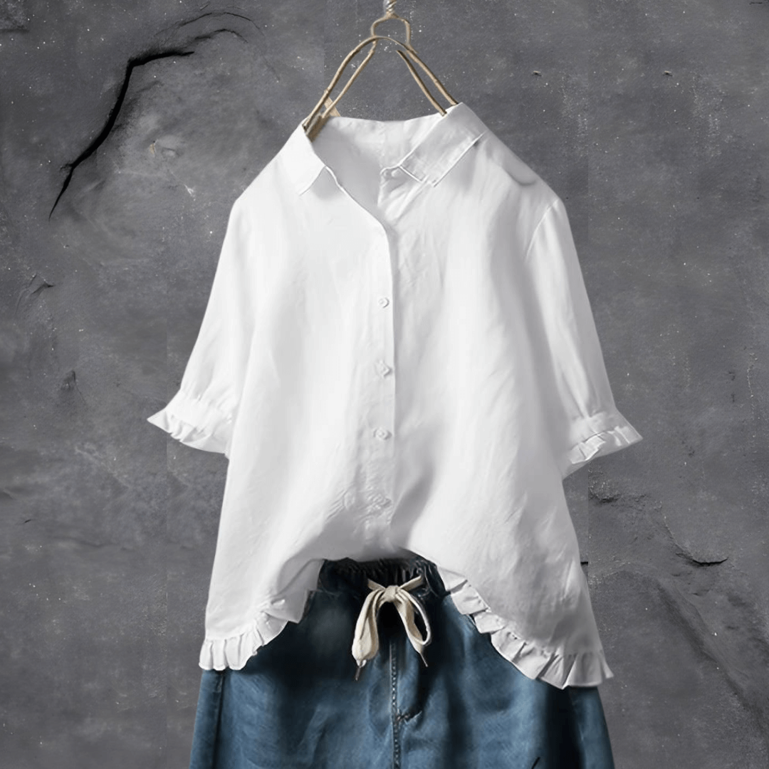 Dames Zomerse Losvallende Blouse | Ruches, Knoopsluiting