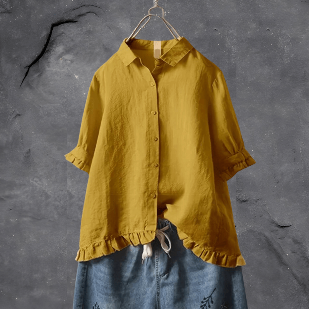 Dames Zomerse Losvallende Blouse | Ruches, Knoopsluiting