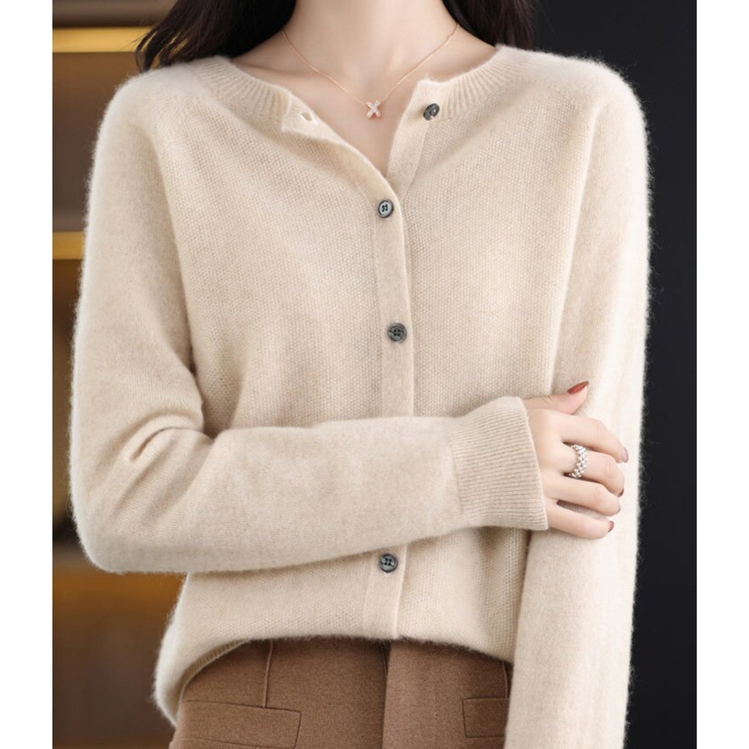 Dames Herfst Cardigan | Lang, Met Knopen