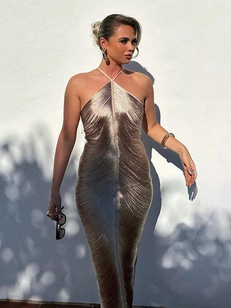 Dames Elegante avondjurk met plissé | Midi