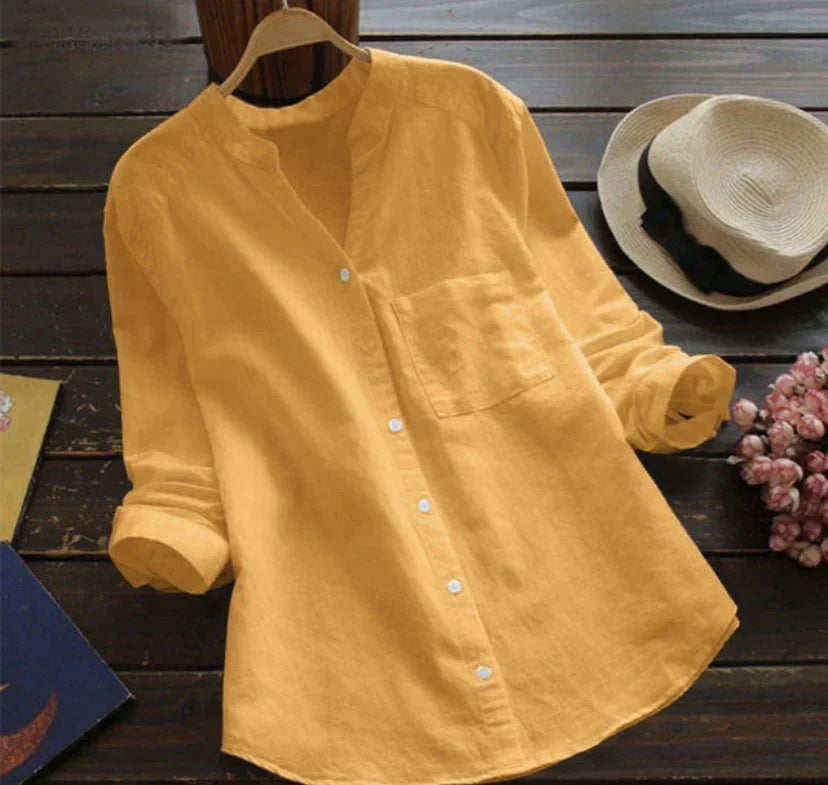 Dames Zomerse Luchtige Blouse | Knoopsluiting, Langemouw