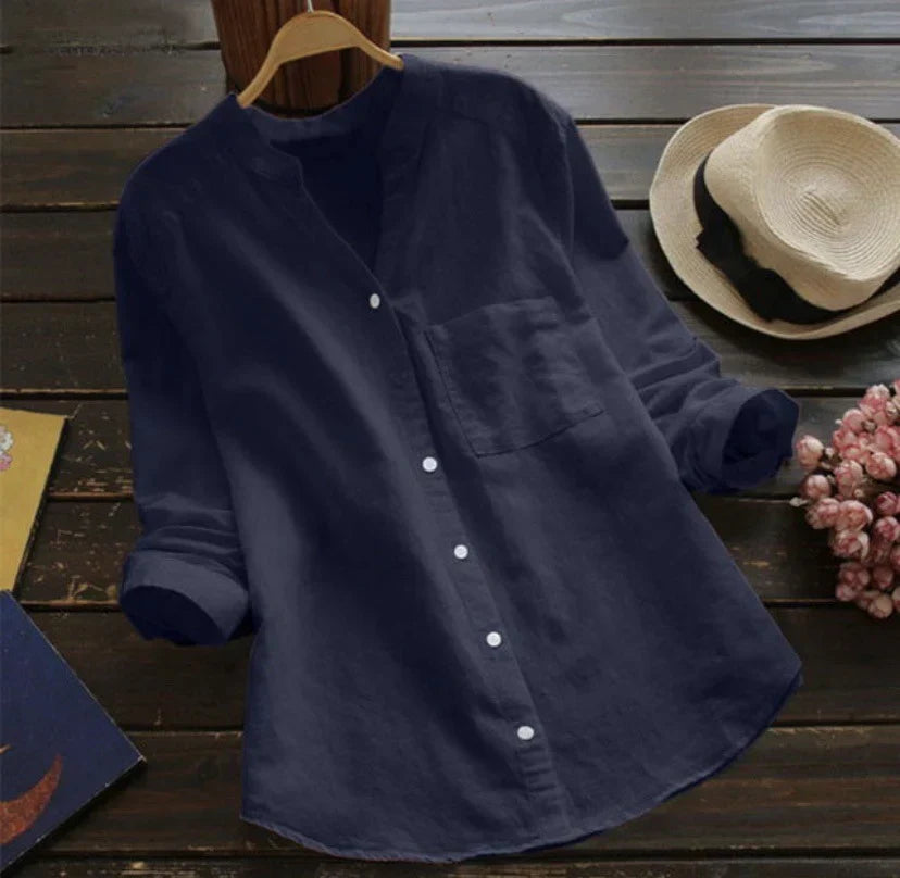 Dames Zomerse Luchtige Blouse | Knoopsluiting, Langemouw