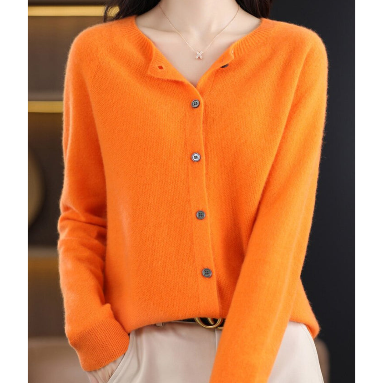 Dames Herfst Cardigan | Lang, Met Knopen