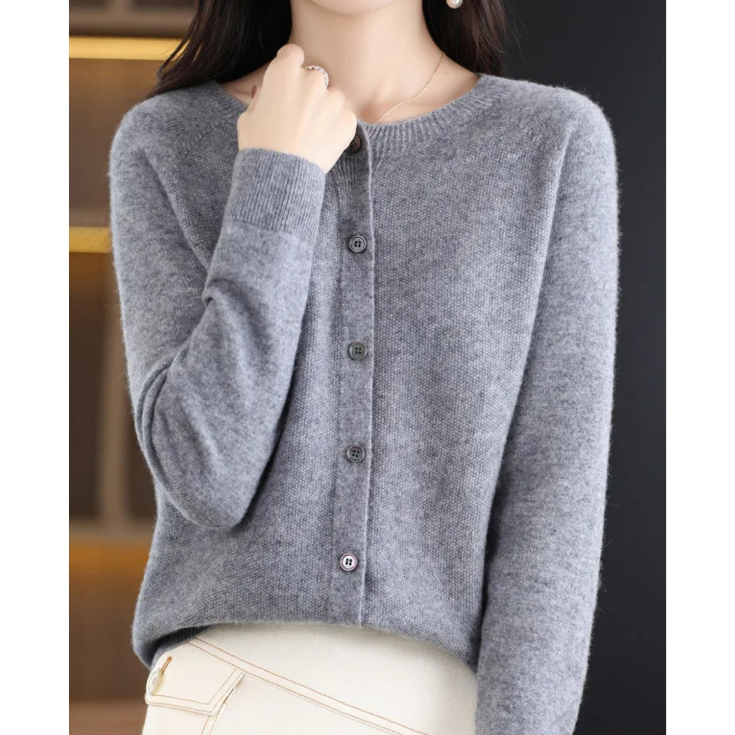 Dames Herfst Cardigan | Lang, Met Knopen