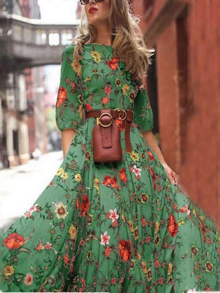 Abito estivo arioso da donna con gonna ampia e fiori | Maxi