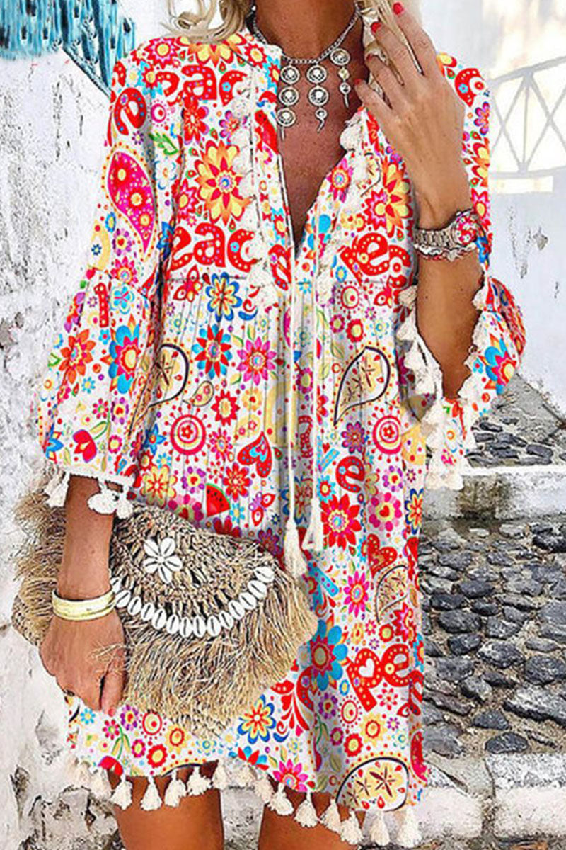 Dames Boho Kleurrijke Zomerjurk | Mini
