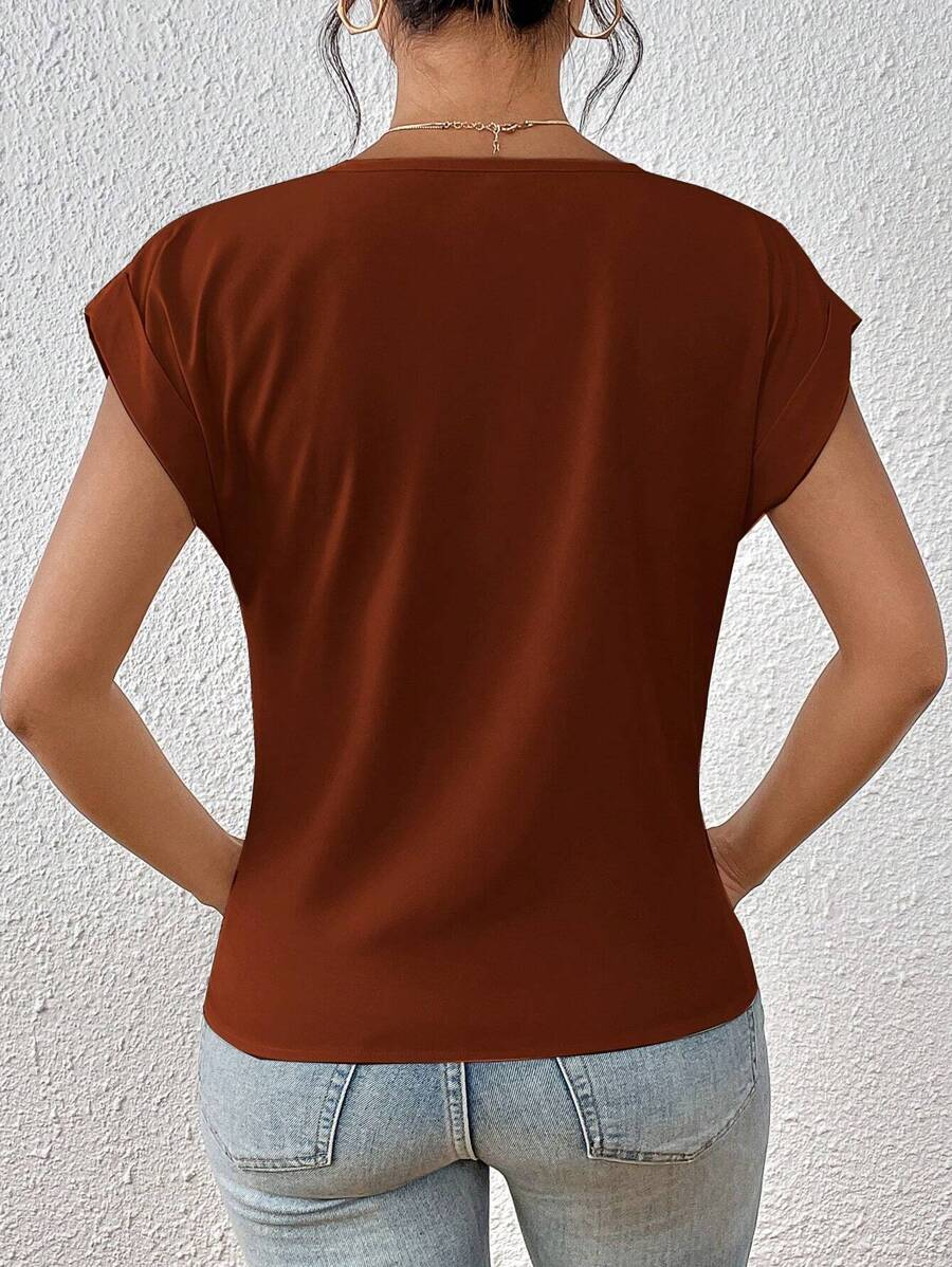 Dames Zomerse Elegante Top | V-hals, Gedraaid Voorpand