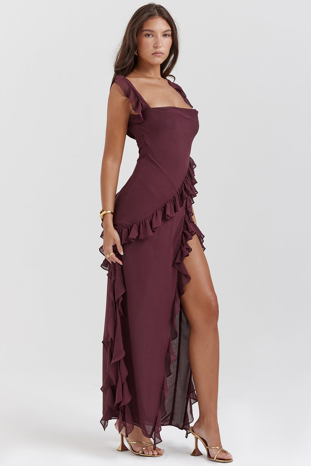 Dames Luxe Chiffon Avondjurk | Maxi