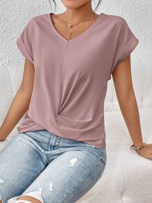 Dames Zomerse Elegante Top | V-hals, Gedraaid Voorpand