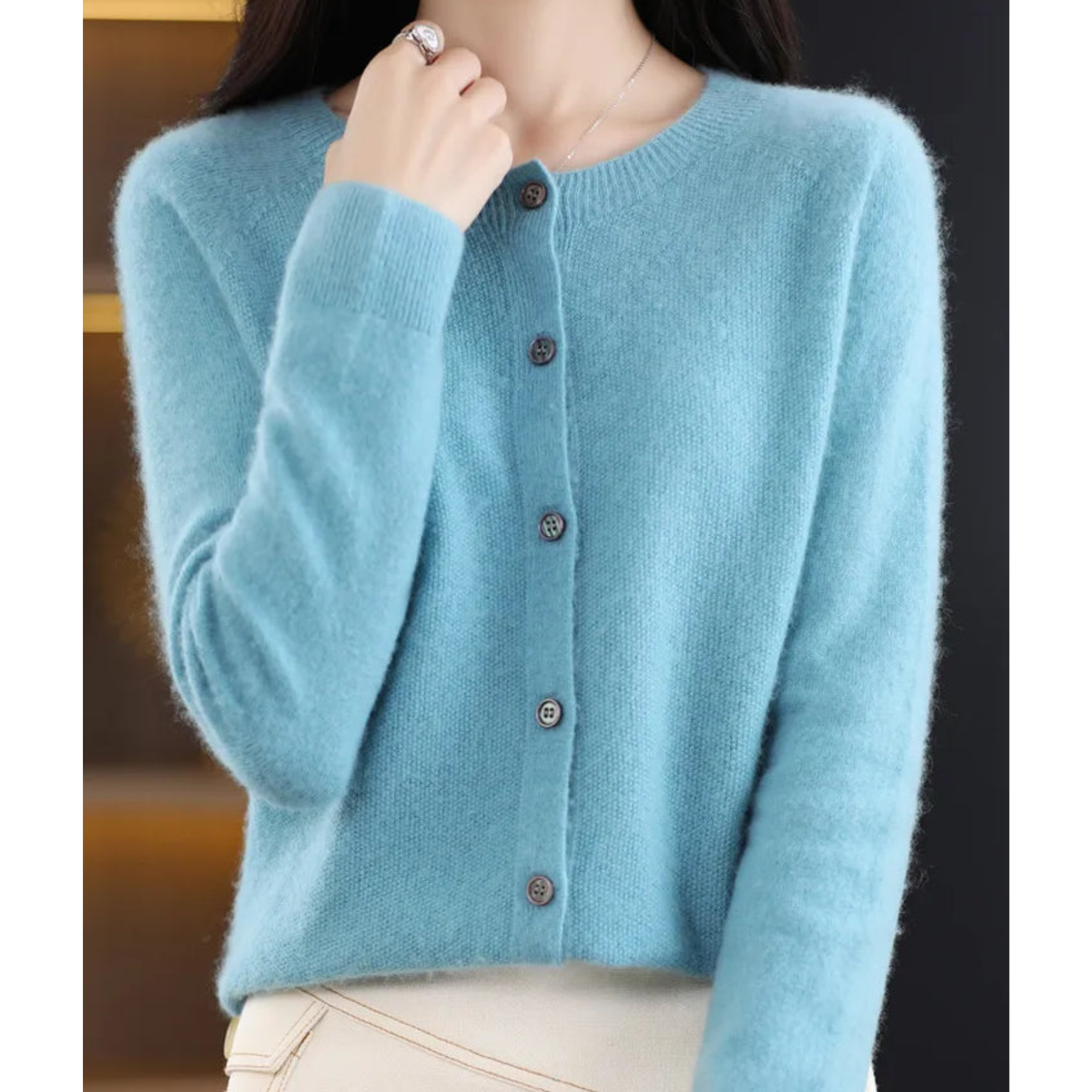 Dames Herfst Cardigan | Lang, Met Knopen