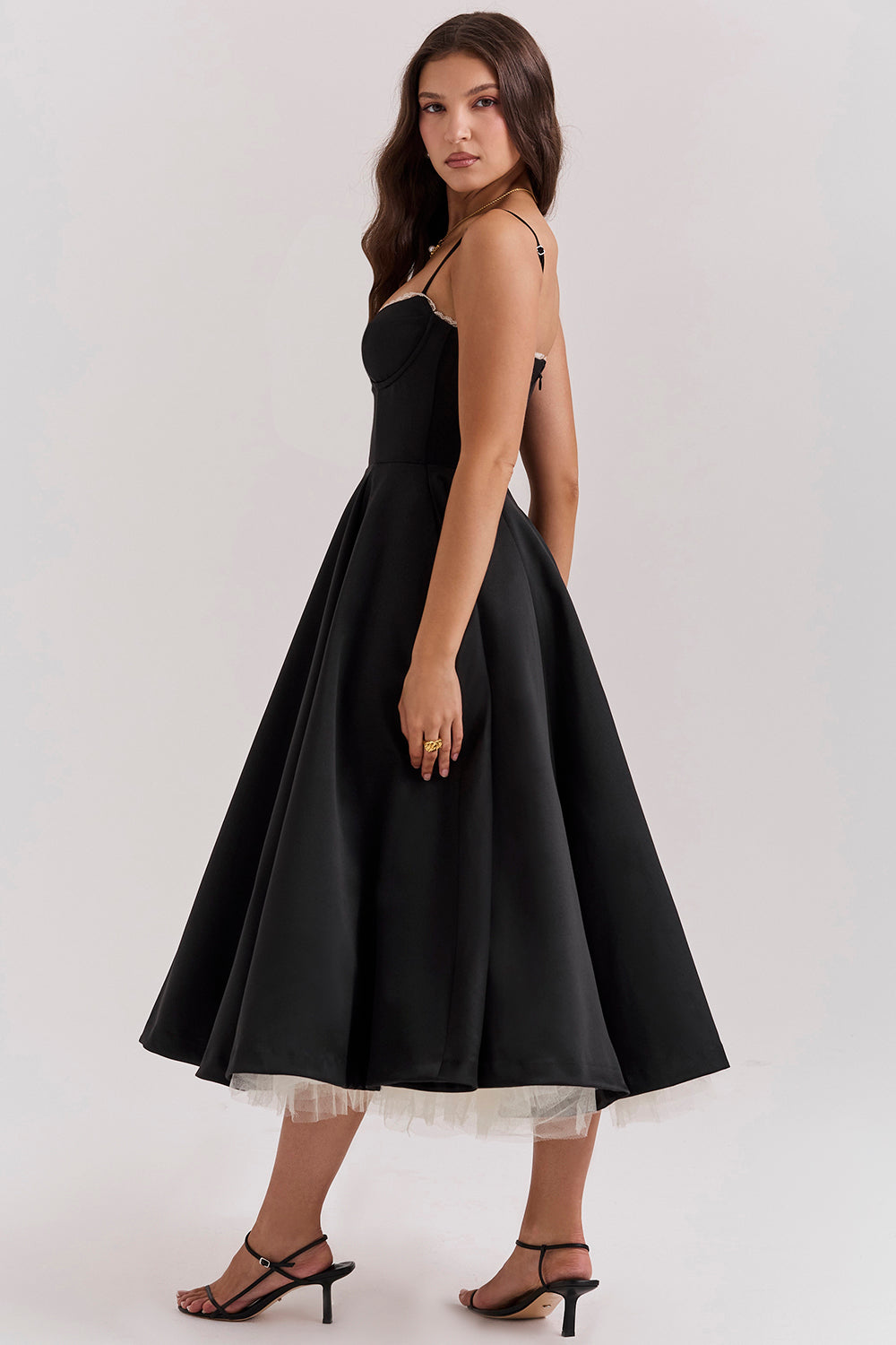 Dames Vintage Satijnen Avondjurk | Midi