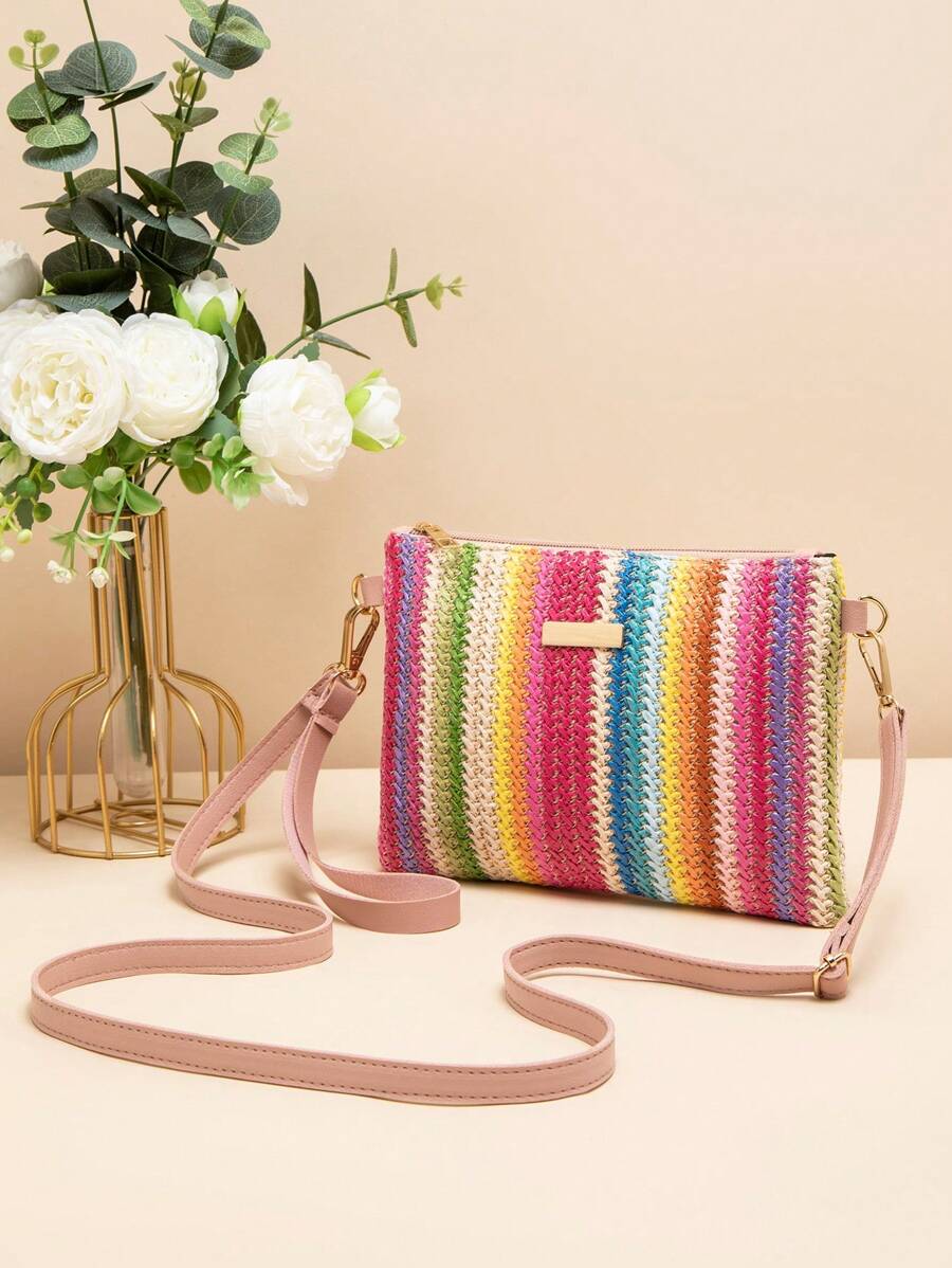 Dames Kleine Zomer Rieten Tas | Modern, Met Leren Schouderriem