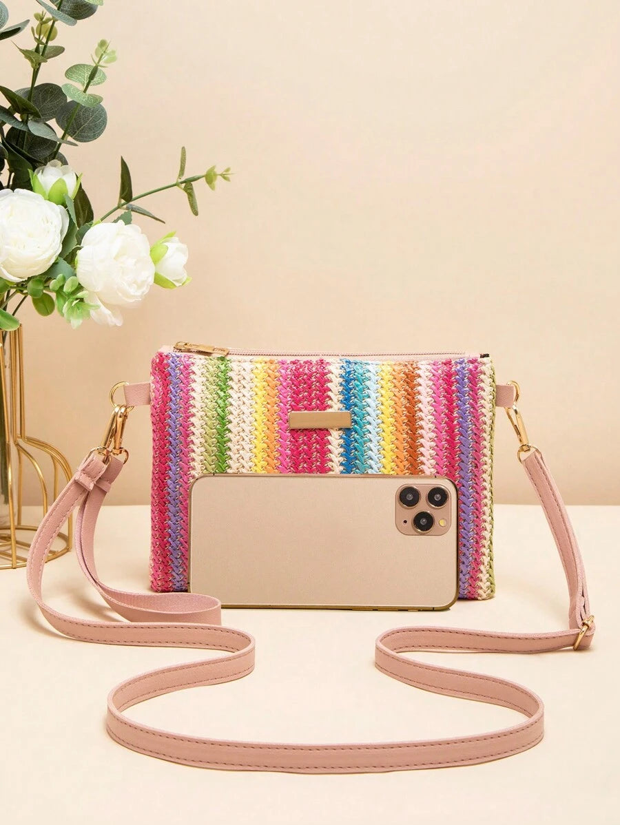 Dames Kleine Zomer Rieten Tas | Modern, Met Leren Schouderriem