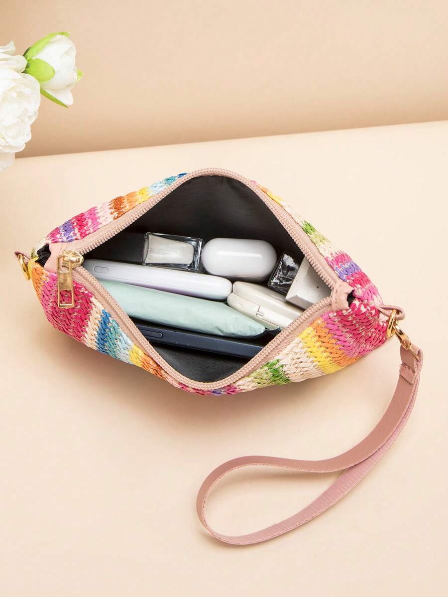 Dames Kleine Zomer Rieten Tas | Modern, Met Leren Schouderriem