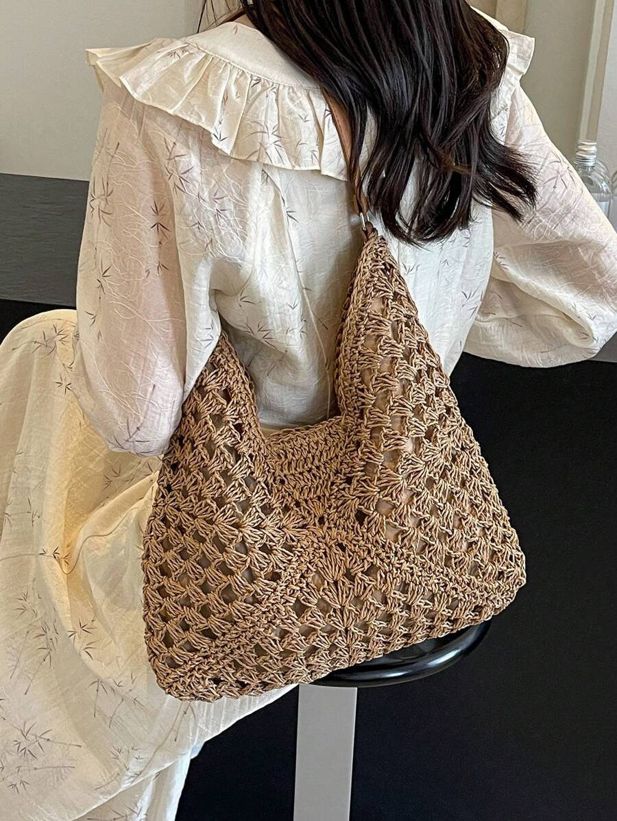 Dames Bohemian Zomer Rieten Tas | Groot, Gehaakt Design