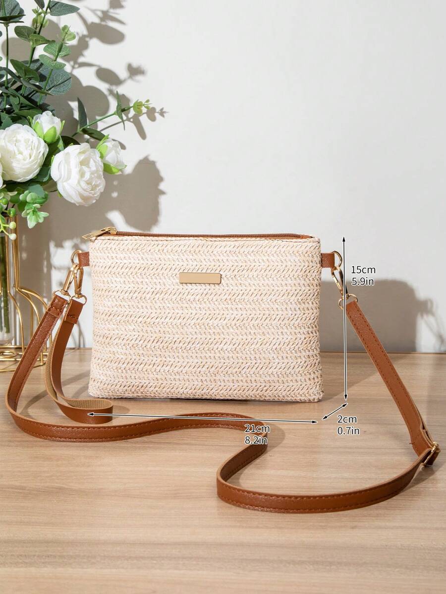 Dames Kleine Zomer Rieten Tas | Modern, Met Leren Schouderriem