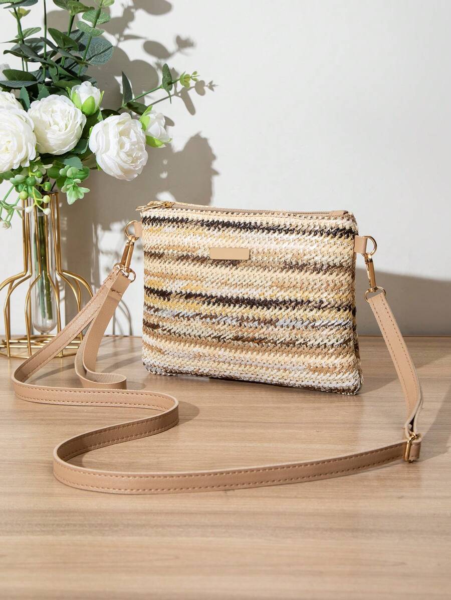 Dames Kleine Zomer Rieten Tas | Modern, Met Leren Schouderriem