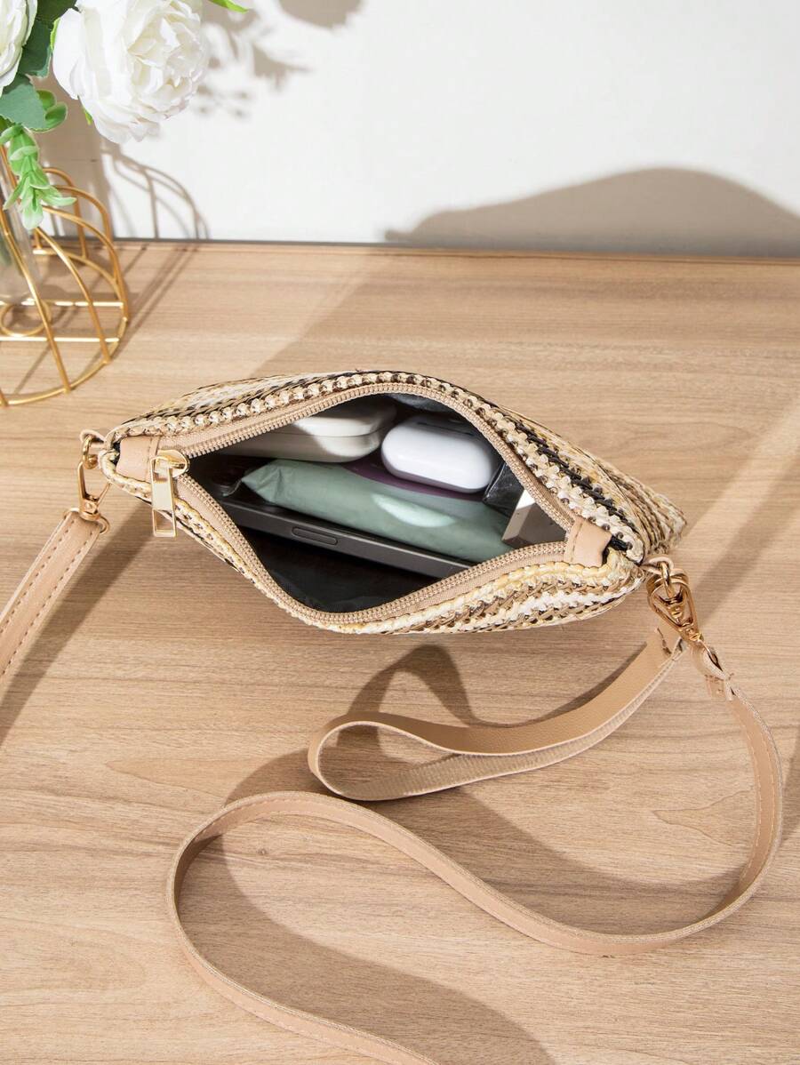 Dames Kleine Zomer Rieten Tas | Modern, Met Leren Schouderriem