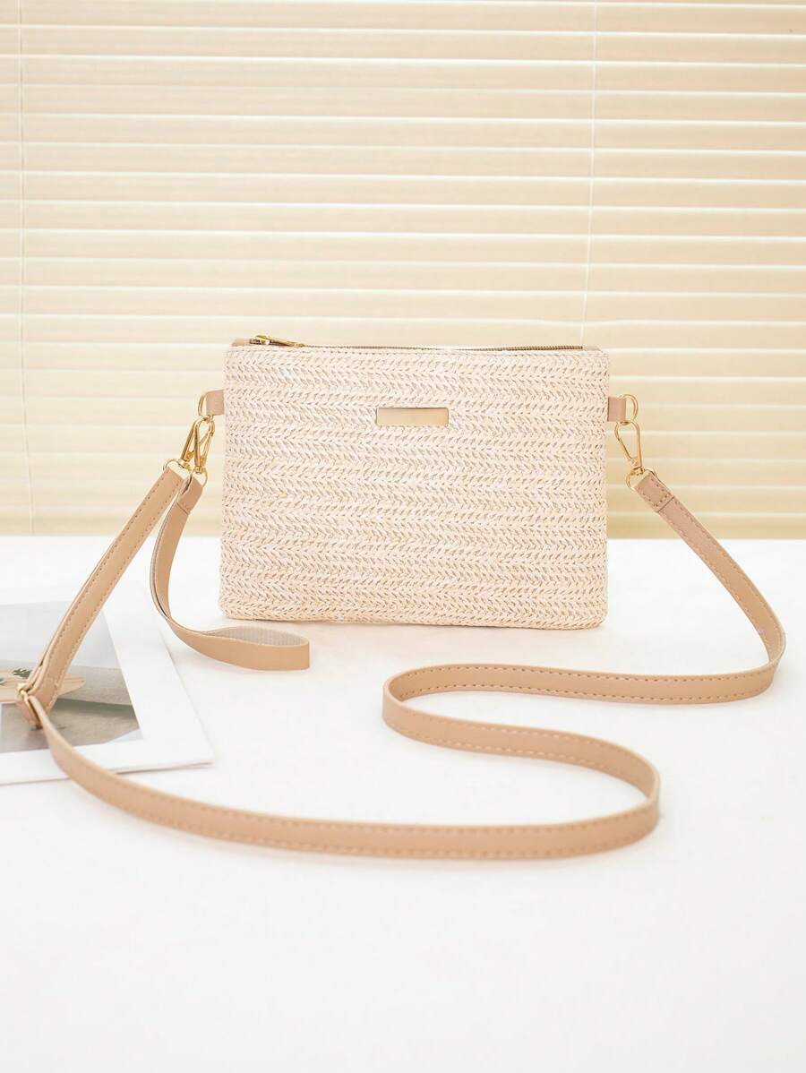 Dames Kleine Zomer Rieten Tas | Modern, Met Leren Schouderriem