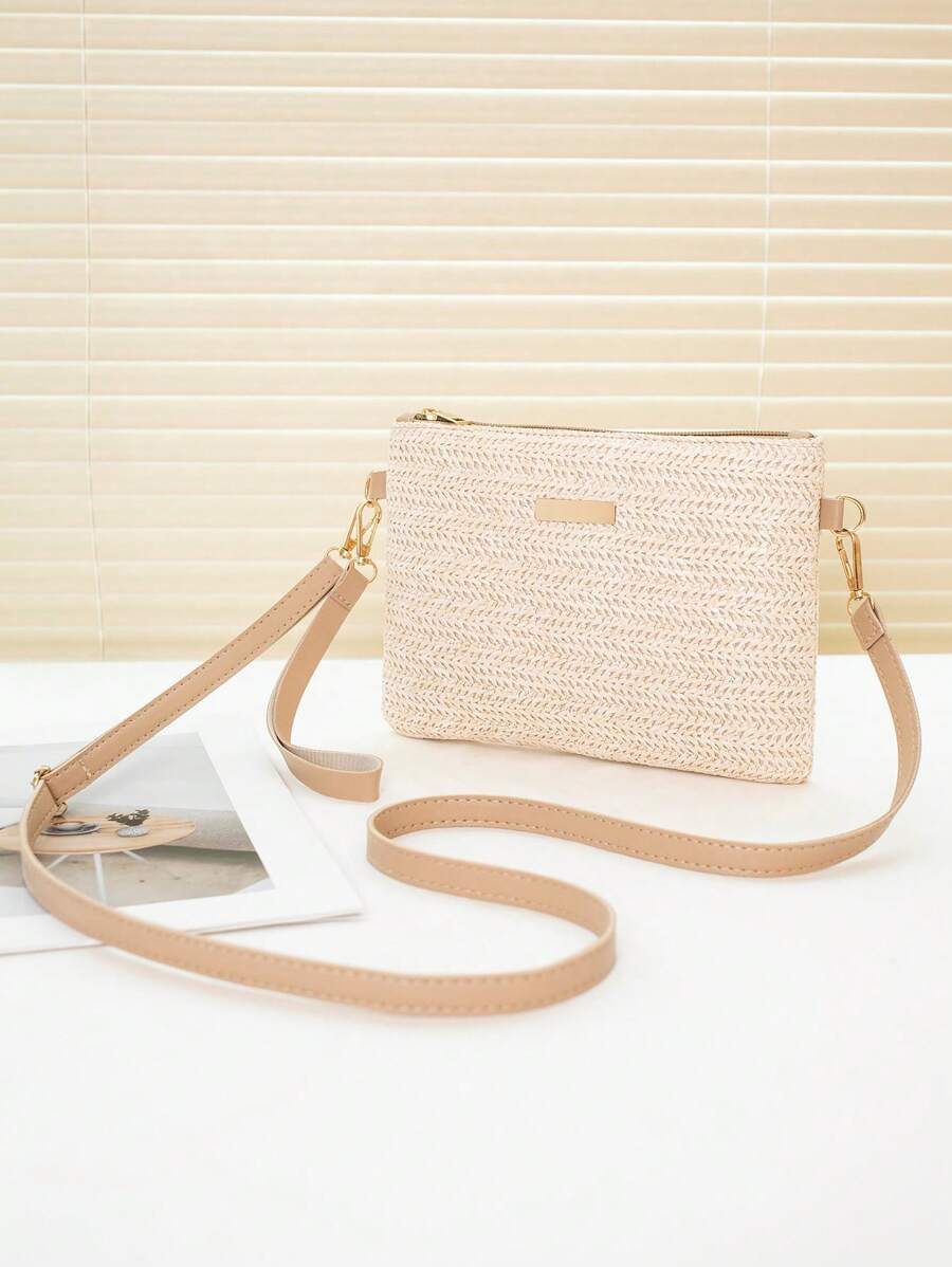 Dames Kleine Zomer Rieten Tas | Modern, Met Leren Schouderriem