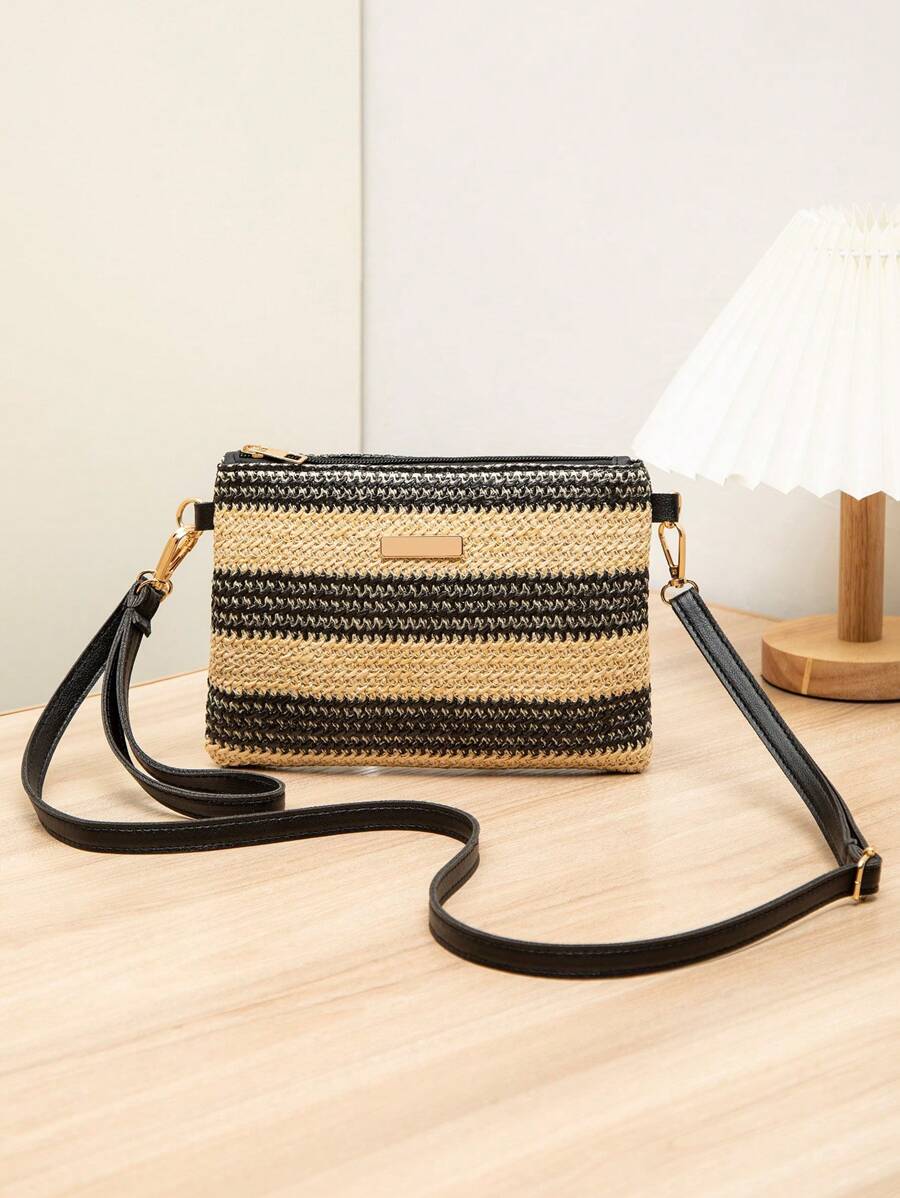 Dames Kleine Zomer Rieten Tas | Modern, Met Leren Schouderriem