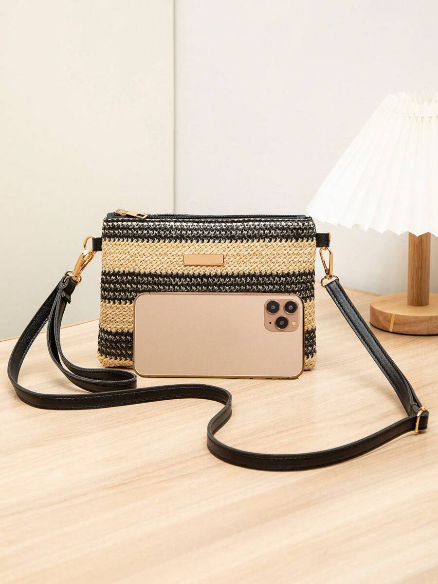 Dames Kleine Zomer Rieten Tas | Modern, Met Leren Schouderriem