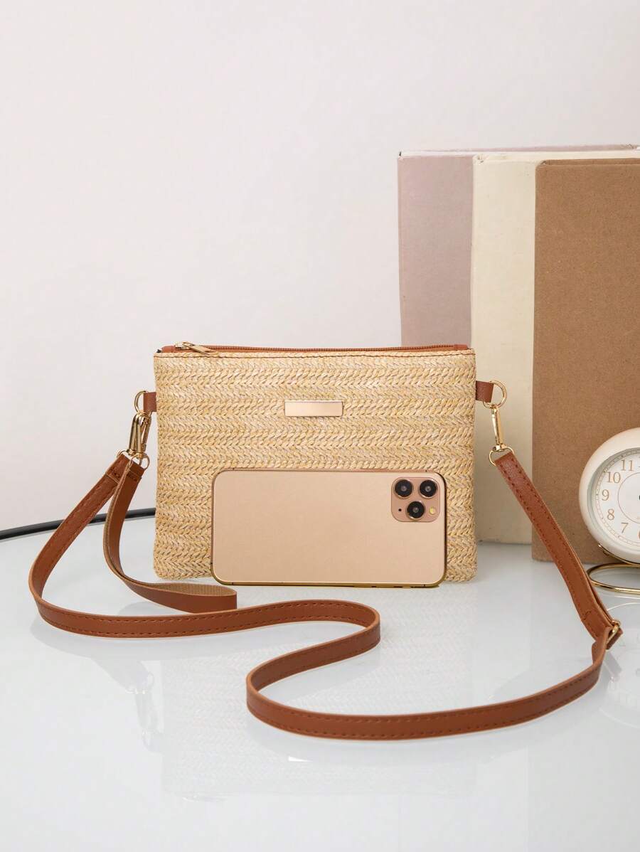 Dames Kleine Zomer Rieten Tas | Modern, Met Leren Schouderriem