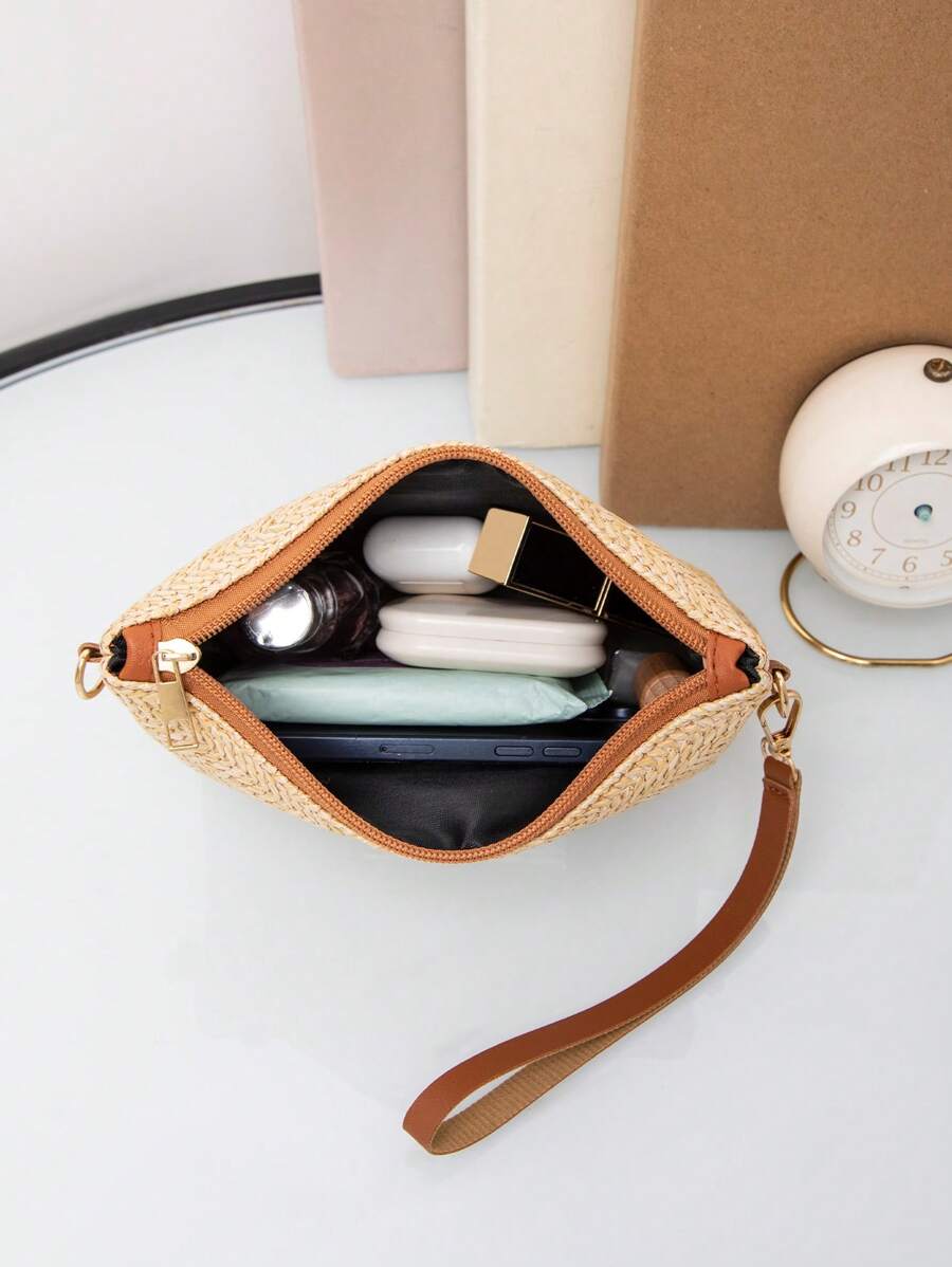 Dames Kleine Zomer Rieten Tas | Modern, Met Leren Schouderriem