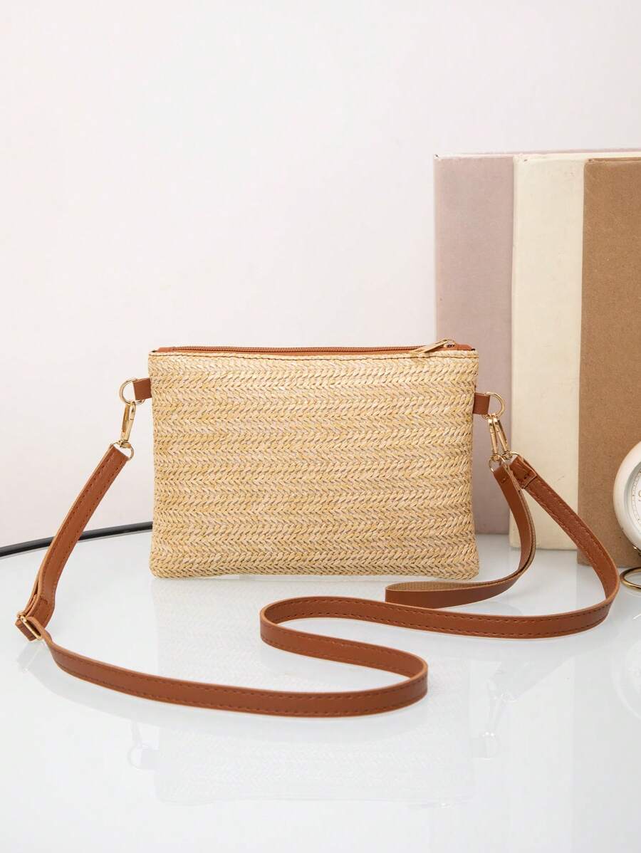 Dames Kleine Zomer Rieten Tas | Modern, Met Leren Schouderriem