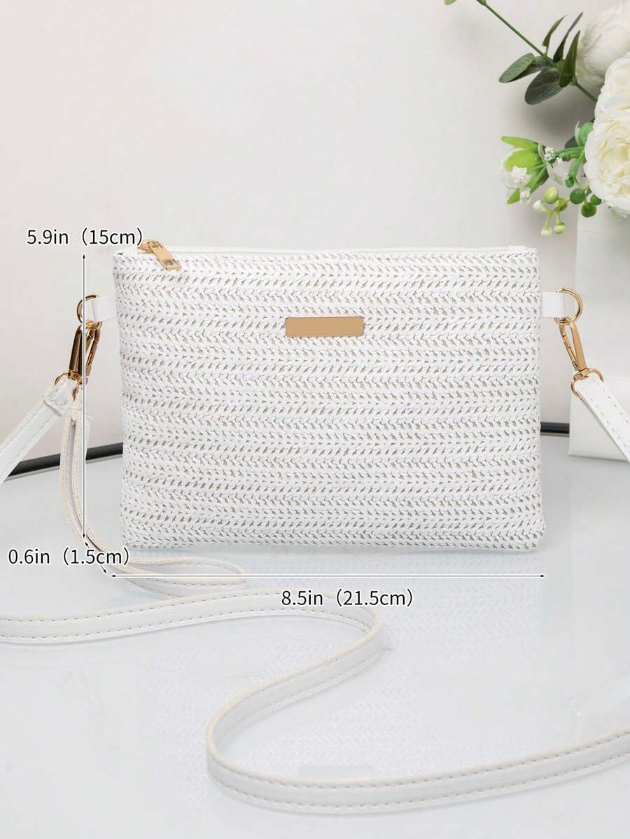 Dames Kleine Zomer Rieten Tas | Modern, Met Leren Schouderriem