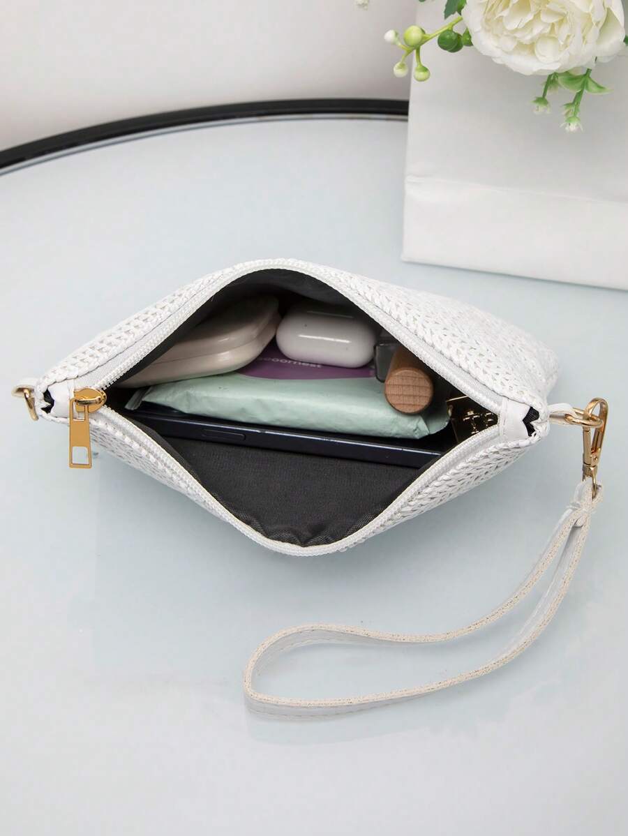 Dames Kleine Zomer Rieten Tas | Modern, Met Leren Schouderriem