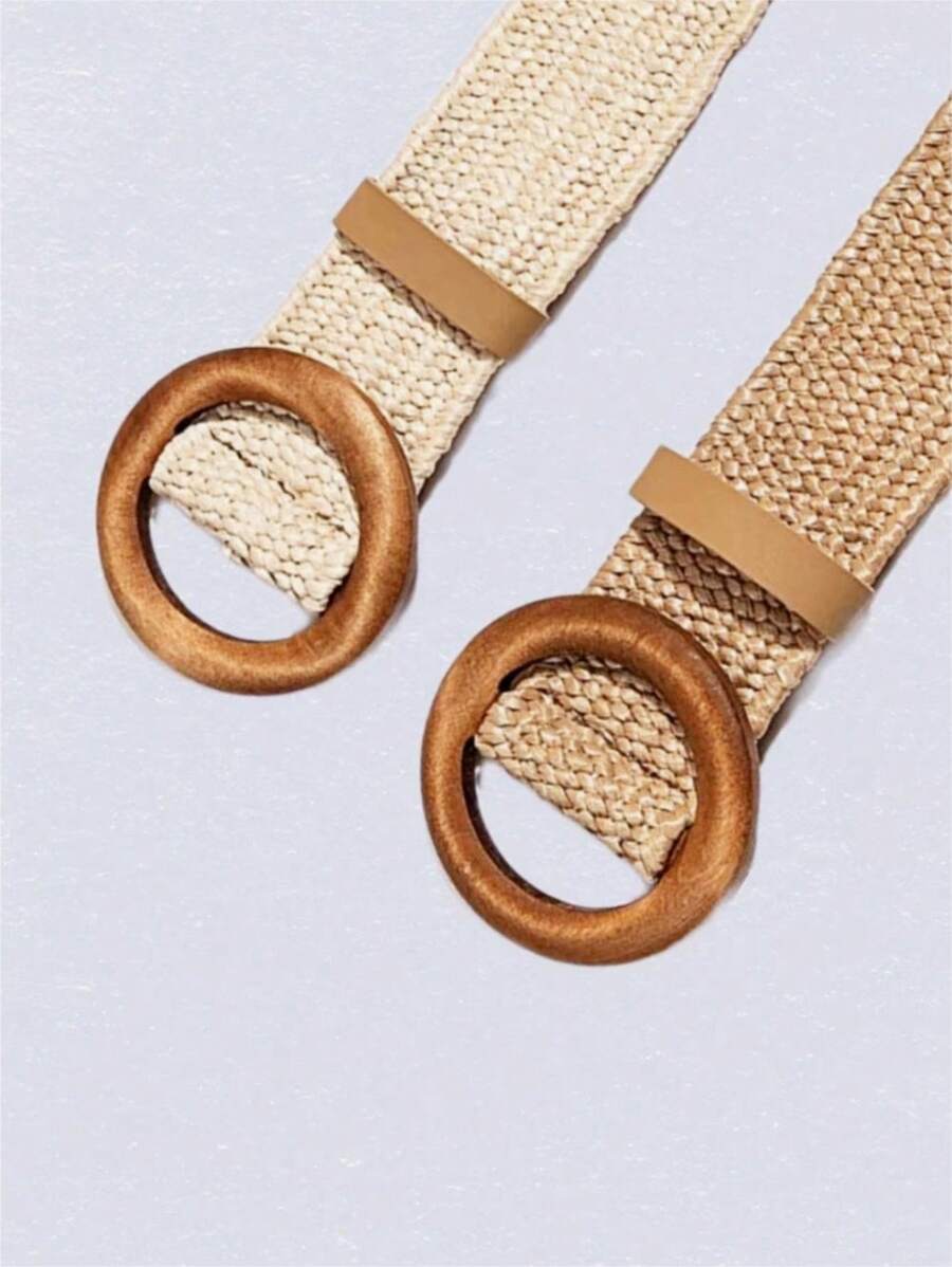 Dames Natuurlijke Zomer Riem | Breed, Met Ronde Gesp