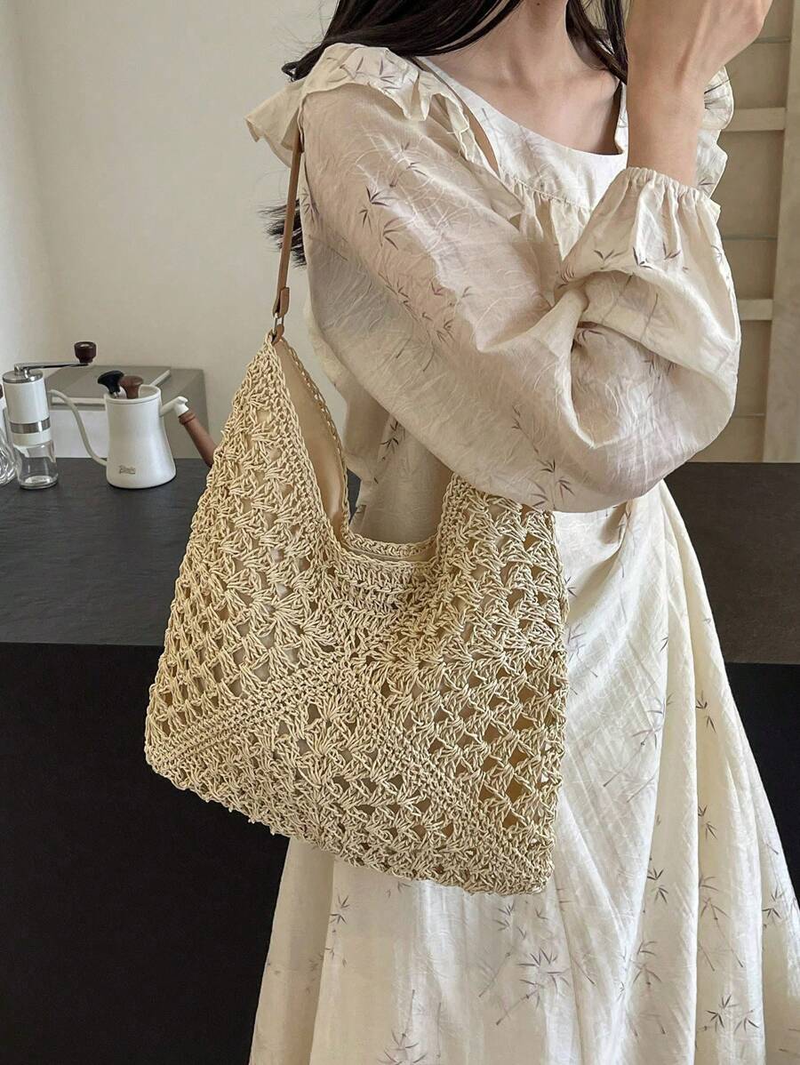 Dames Bohemian Zomer Rieten Tas | Groot, Gehaakt Design