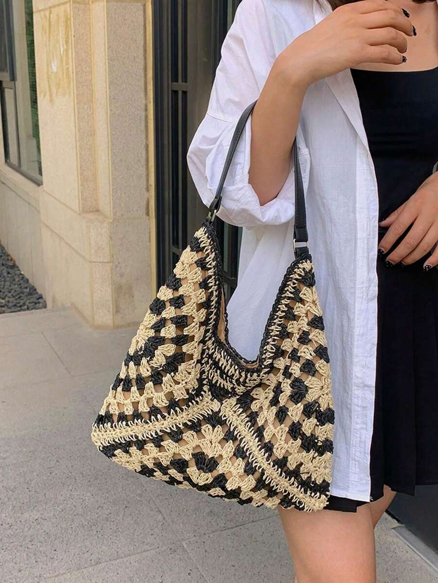 Dames Bohemian Zomer Rieten Tas | Groot, Gehaakt Design