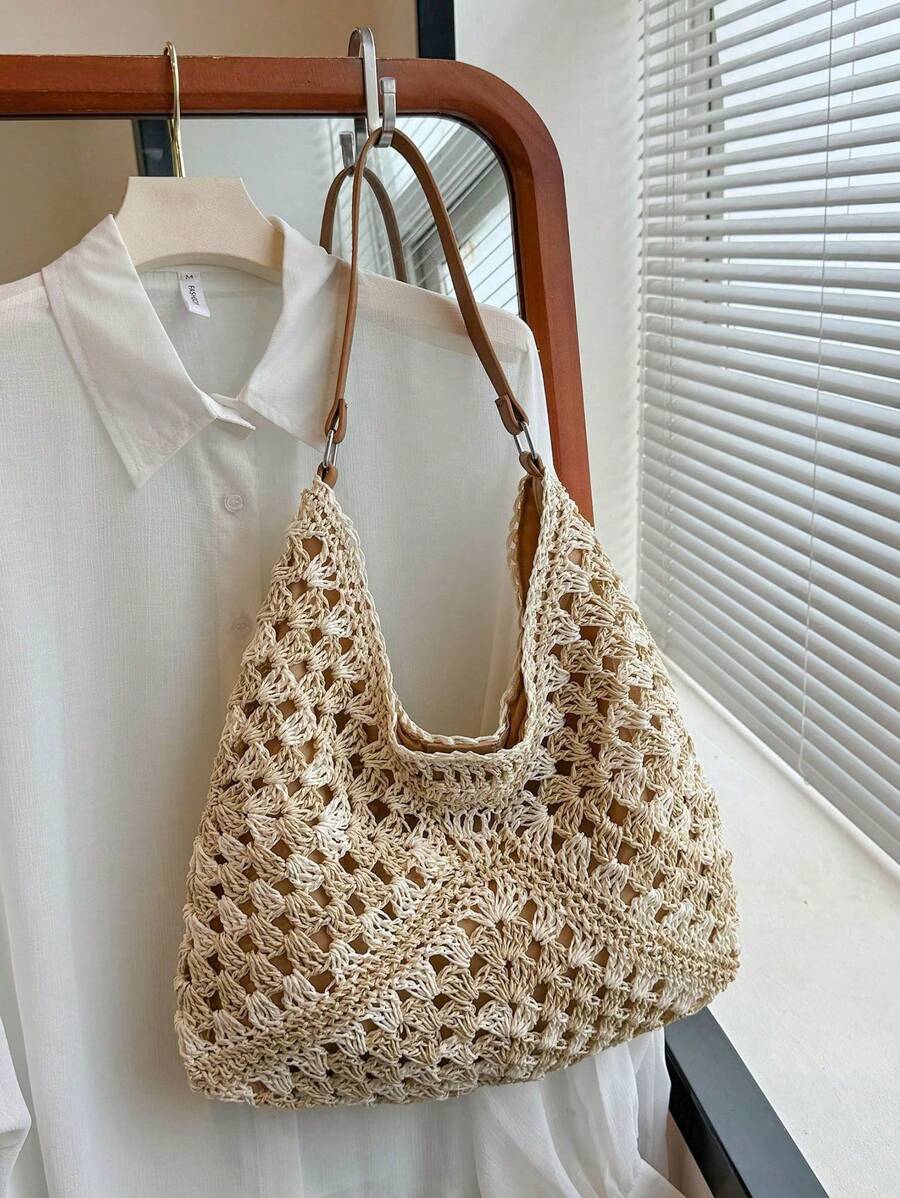 Dames Bohemian Zomer Rieten Tas | Groot, Gehaakt Design